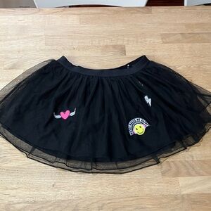 Justice Black Tulle Skirt with Fun Patches